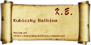 Kubiczky Balbina névjegykártya